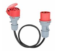 32 Amp Plug to 16 Amp Socket Adaptor, 100CM Length CEE Adapter IP44 5 Pin for EV Charger, 3-Phase 380V-415V CEE High Current for Adapter Outdoor Caravan