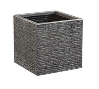 Strata Slate Square Planter, Grey, Size 32cm