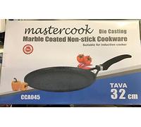 32 cm Mastercook Die Casting Marble Coated Non-Stick Flat Tava, Suitable for Induction Cooker Heavy Duty Crepe Pancake Chapati ROTI PAN DOSA Heavy Duty Crepe Pancake Chapati ROTI PAN DOSA