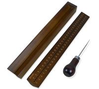 32 cm Wooden Bookbinding Punch Cradle with Awl, Bookbinding Signature Punching Tools for DIY Bookbinding Crafts and Sewing Accessories, Wooden Punching Cradle for Bookbinding with Punching Guide, Book