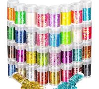 32 Colors Face Glitter, Chunky and Fine Mixed Holographic Glitter Set, Body Glitter Festival Glitter Hair Glitter, Holographic Glitter for Epoxy Resin DIY Craft, Festival Christmas Party Decoration