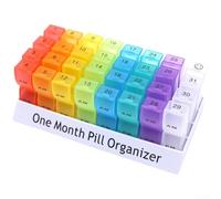 32 Compartment Pill Organizer for 31 Days, AM PM Monthly Medicine Box for Travel, Lightweight PP Plastic(A)