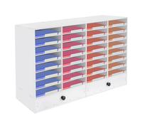 32 Compartments Wooden Literature Organizer with Adjustable Shelves and Drawers for Efficient Office and Classroom Mail Organization