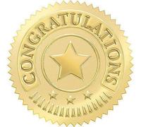 32 Congratulations Award Seal Stickers for Recognition Awards and Certificates (Gold)