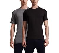 32 Degrees Cool Mens 2 Pack Short Sleeve Crew Neck, Black/Heather Gray, XL