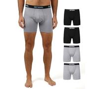 32 Degrees COOL Mens 4-PACK Quick Dry Performance Boxer Brief With Comfort Elastic Waistband, Black & Ice Grey Heathered, XXL