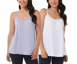 32 Degrees Cool Womens 2-Pack Lightweight Top Cami, White/Light Blue, L