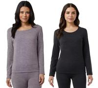 32 Degrees Heat Women's Neo Plush Base Layer Top, 2 Pack Multipack - Long Sleeve Warm Thermal Undershirt (UK, Alpha, S, Regular, Regular, 2, BlackGreymix)