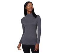 32 DEGREES Heat Womens Ultra Soft Thermal Lightweight Baselayer Mock Neck Long Sleeve Top, Charcoal Heather, S