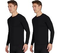 32 Degrees Men's 2 Pack Long Sleeve Heat T-Shirt Thermal Tops Multipack Extra Stretched Fitted UK S Black