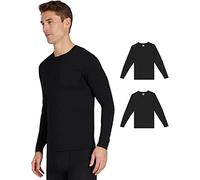 32 DEGREES Men's 2-Pack Performance Lightweight Thermal Baselayer Crewneck Top, Black/Black, S