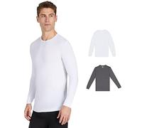 32 DEGREES Men's 2-Pack Performance Lightweight Thermal Baselayer Crewneck Top, White/Charcoal Heather, XL