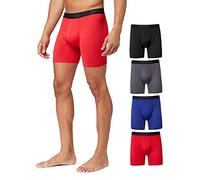 32º DEGREES Mens 4-Pack Active Mesh Quick Dry Performance Boxer Brief, Black/Charcoal/Blue/Fire, L