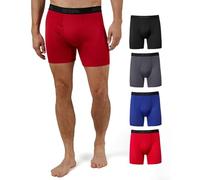 32º DEGREES Mens 4-Pack Active Mesh Quick Dry Performance Boxer Brief, Black/Charcoal/Blue/Fire, S