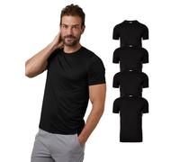 32 Degrees Mens 4 Pack Cool Quick Dry Active Basic Crew T-Shirt, Black, Medium