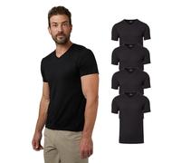 32 Degrees Men's 4 Pack Cool V-Neck T-Shirt, Anti-Odor, Quick Dry Active, 4-Way Stretch, Black, Medium