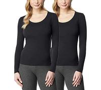 32 Degrees Women's 2 Pack Ultra Light Thermal Baselayer Scoop Top, Black/Black, L