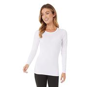 32 Degrees Women's Lightweight Baselayer Crew Top | Long Sleeve | Form Fitting | 4-Way Stretch | Thermal, White, XL