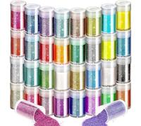 32 Fine Glitter, Extra Fine Glitter Powder, Craft Glitter for Soap Paint, Card & Jewellery Making, Nail Polish, Epoxy Resin, Candle Making, Bath Bombs, Slime, Crafts Decoration in Christmas Party
