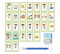 32 Flash Cards, Communication Tool for Autism & Speech Delay, Durable Plastic Sensory Toys with Lanyard Non-Verbal Communication Aid for Children & Adults