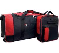 32” Foldable Wheeled Holdall Travel Bag, 80L Large Duffel Bag with Wheels, Collapsible Rolling Luggage Bag, Durable Heavy Duty Travel Suitcase for Trips, Sports, Moving & Storage (Black & Red)