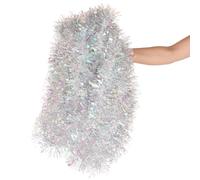 32 Ft Iridescent Christmas Tinsel Garland Thick Shiny Indoor Party Decorations Fluffy Xmas Tree Wrap Fireplace Ceiling Window Door Hanging Décor Staircase
