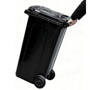 32 Gallon Portable Outdoor Trash Can with Wheels ty Garbage Bin with Lid Ideal for Patio Backyard Deck and Roadside Use (Black)