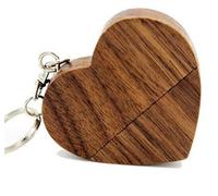 32 GB USB 2.0 Solid Wooden Heart for Photo Album Engagement Love Wedding Data Memory (Walnut)