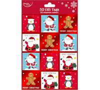 32 Gift Tags - Santa, Penguin, Snowman & Gingerbread Designs, Premium Quality Gift Tags for Presents (32)