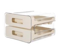 32 Grid Drawer Egg Holder for Refrigerator Shelf with Lid Beige