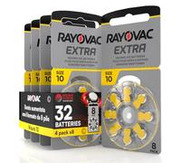 32 Hearing Aid Batteries Size 10 Rayovac (Yellow) PR70 Zinc-Air with Sound Fusion Technology - 4 Blisters of 8 Batteries