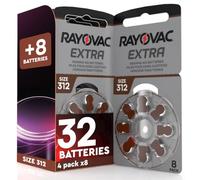 32 Hearing Aid Batteries Size 312 Rayovac (Brown) PR41 + 8 Udivita | Zinc-Air with Sound Fusion Technology + 8 Udivita - 4+1 Blisters of 8 Batteries