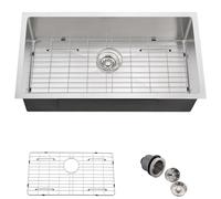 32 in Undermount Stainless Steel Kitchen Sink - Dorzom 32" x 17" x 9" 18 Gauge Stainless Steel Single Bowl Under Mount Kitchen Sink