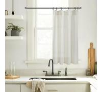 32 Inch Curtains Long,Cafe Pinch Pleated Linen Short Sheer Curtains for Bedroom Kitchen Windows,Cream