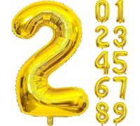 32-Inch Gold Number Balloon | Jumbo Foil Balloon for Birthday, Anniversary, Graduation, New Year & Milestone Events | Party Decoration (2 gold)