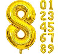32-Inch Gold Number Balloon | Jumbo Foil Balloon for Birthday, Anniversary, Graduation, New Year & Milestone Events | Party Decoration (8 gold)