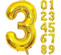 32-Inch Gold Number Balloon | Jumbo Foil Balloon for Birthday, Anniversary, Graduation, New Year & Milestone Events | Party Decoration (3 gold)