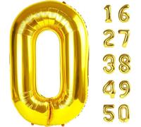 32-Inch Gold Number Balloon | Jumbo Foil Balloon for Birthday, Anniversary, Graduation, New Year & Milestone Events | Party Decoration (0 gold)