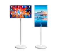 32 Inch Mobile Smart Touch Screen,1080p 6+128G Portable Monitor with Remote Control,15000mAh Battery Operated with 10H Life Time, 360° Rotating Touch TV with 13MP Webcam