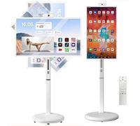 32-Inch Mobile Smart Touch Screen, Portable Smart TV with Touchscreen Display,10500mAh Battery, Rolling TV on Wheels with Voice Control Android OS 8G RAM+128G Storage Built-inwith Remote Control