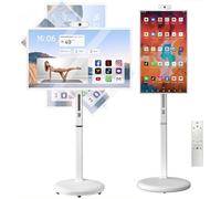 32-Inch Mobile Smart Touch Screen, Portable Smart TV with Touchscreen Display,Rolling TV on Wheels with 10500mAh Battery, 8G RAM+128G Storage with Voice & Remote Control(6+64G,27“)