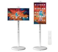 32-Inch Mobile Smart Touch Screen TV, Touchscreen Display, Voice Control, 8G RAM, 128G Storage, Rolling TV on Wheels, Remote Control for Home and Office