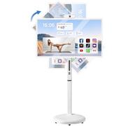 32-Inch Portable Smart TV with Touchscreen Display,Rolling TV on Wheels with Voice Control Android OS 8G RAM+128G Storage Built-in Battery 10500mAh Battery