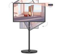 32-Inch Portable Touchscreen Monitor with 4K Webcam, Android 13 OS, 8GB RAM, 128GB Storage, TV on Wheels with Swivel Rotation, Built-in Battery for 8-10 Hours, Rolling TV with Remote Control Black