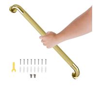 32 Inch Shower Grab Bar, Brushed Gold Bathroom Grab Bar Handle with Anti-Slip Knurled Grip, Stainless Steel Bath Balance Bar, 1.25" Diameter Bath Safety Bar Support for Seniors Elderly Pregnant