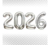 32 Inch Silver Number 2026 Balloons, Big Large Size Giant 2026 Number Balloons New Year Foil Helium Balloons for 2026 Happy New Year Eve Celebration Decorations Party Suppliesch Silver Balloons