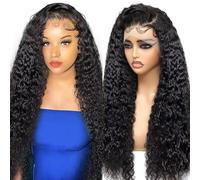 32 Inch Water Wave Human Hair Wig For Black Women, 13x6 HD Lace Front Wigs Human Hair Wig 180 Density, Glueless Curly Wig Pre Plucked With Baby Hair Brazilian Real Virgin Lace Frontal