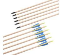 32 Inch Wood Arrows Hunting Practice Target Arrow 3 Inch Plastic Vane Fletching for Archery Traditional Recurve Bow Horsebow Longbow (Pack of 12)