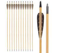 32 Inch Wooden Arrows Hunting 4 Inch Turkey Feathers Fletching Practice Target Arrow for Traditional Recurve Bow Horsebow Longbow (Pack of 12)