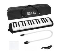 32 - Key Melodica with Tubes & Mouthpiece, Air Piano Keyboard Musical Instrument w/Carrying Bag, Black